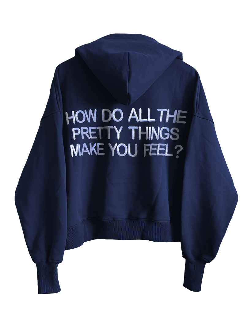 How Do All? - Muted Blue Embroidered Zippy Hoodie [PRE-ORDER]