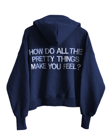 How Do All? - Muted Blue Embroidered Zippy Hoodie [PRE-ORDER]