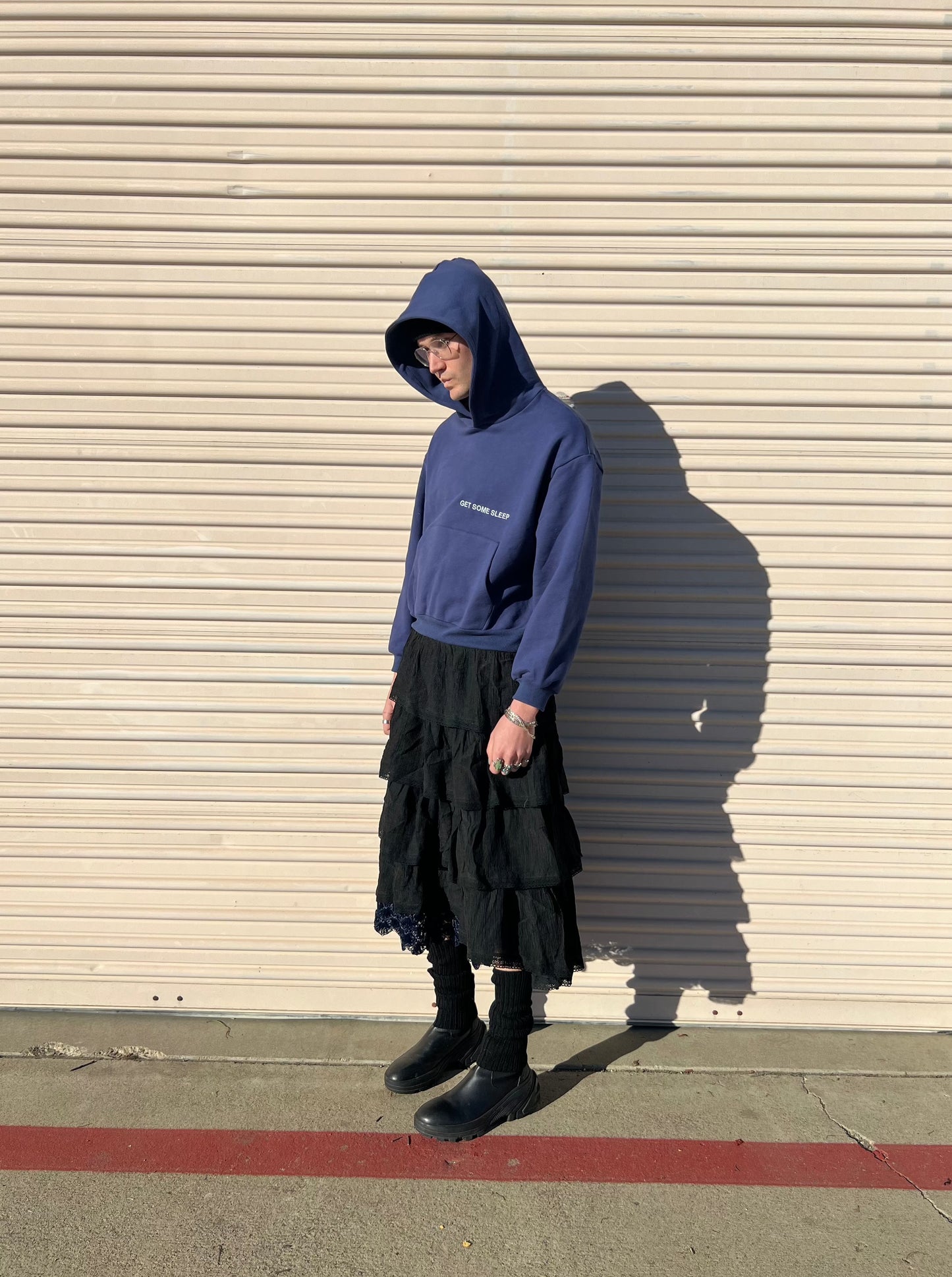 Celestial Cut Hoodie Dress - Navy/Black [PRE-ORDER]