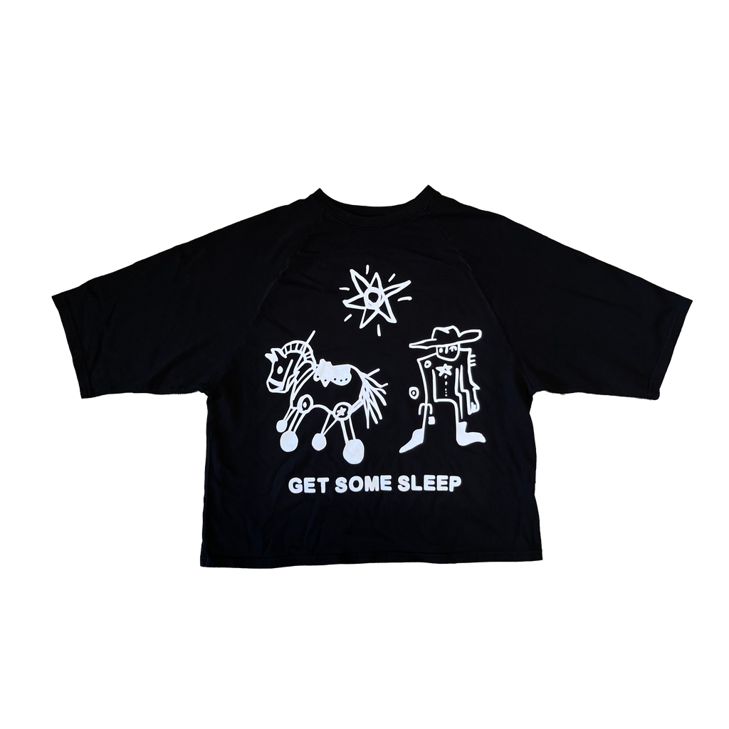 Horsey (drawn by Kangaroo Court) - Black Raglan Boxy Tee Shirt