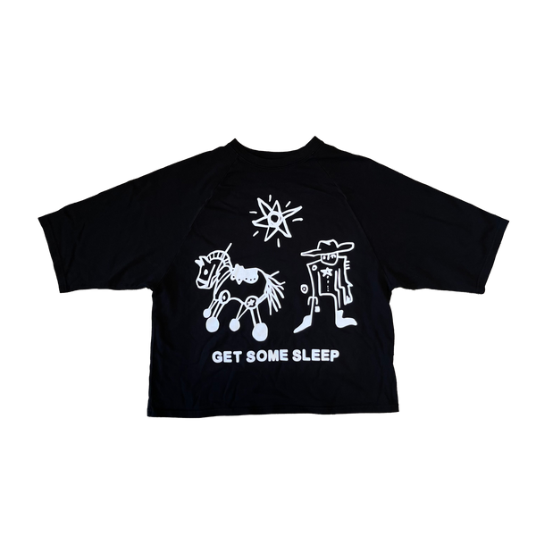 Horsey (drawn by Kangaroo Court) - Black Raglan Boxy Tee Shirt