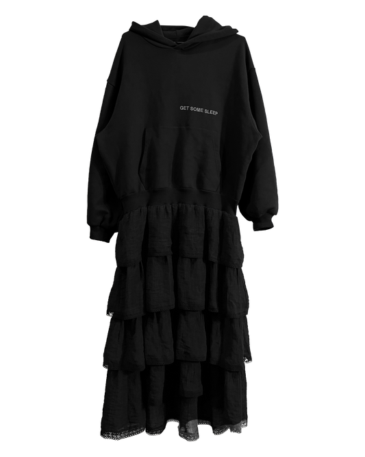 Celestial Cut Hoodie Dress - Black/Black [PRE-ORDER]