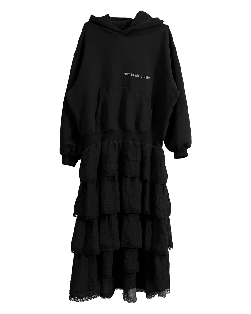 Celestial Cut Hoodie Dress - Black/Black [PRE-ORDER]
