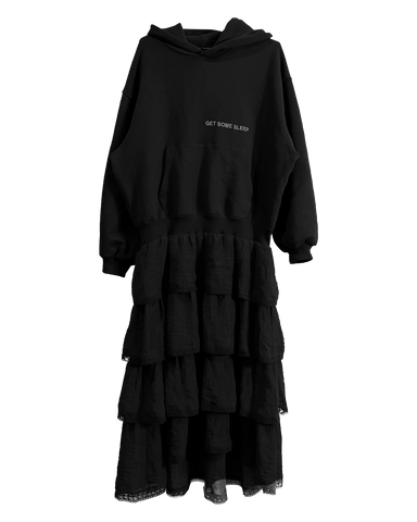 Celestial Cut Hoodie Dress - Black/Black [PRE-ORDER]