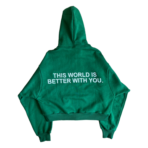 This World Is Better With You - Green Embroidered Zippy