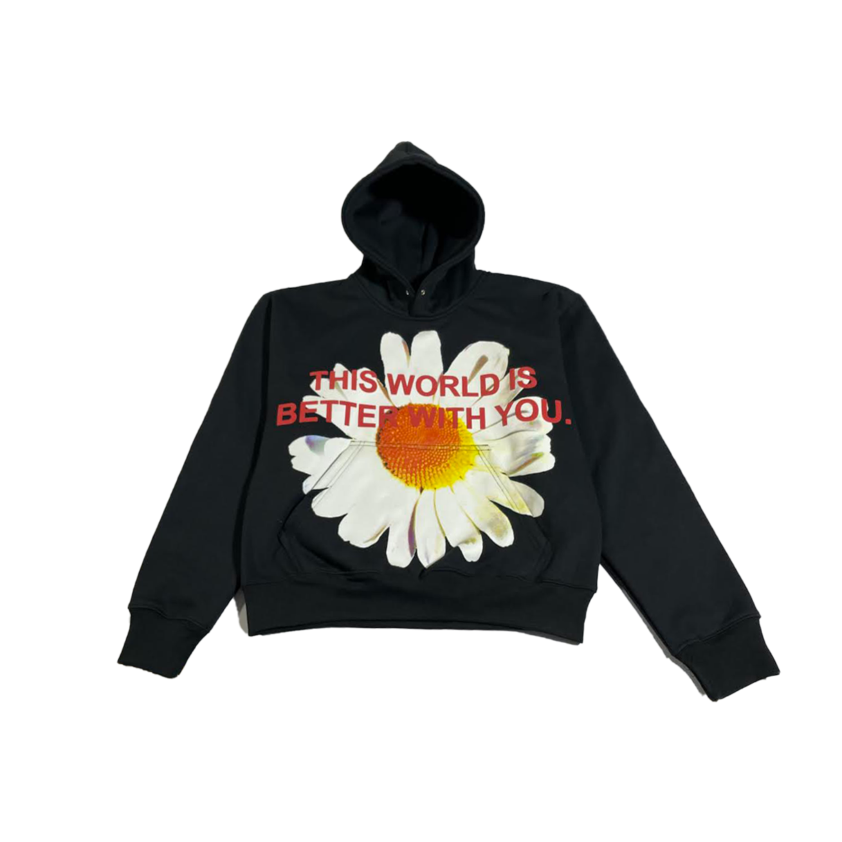 This World Is Better With You - Black Daisy Hoodie