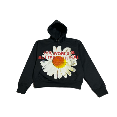 This World Is Better With You - Black Daisy Hoodie
