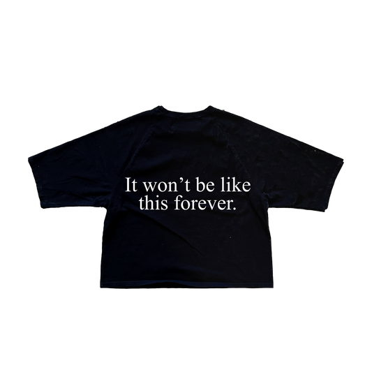 It Won't Be - Black Raglan Boxy Tee Shirt