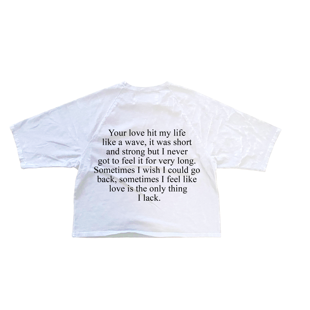 Your Love Hit Me - White Raglan Boxy Tee Shirt